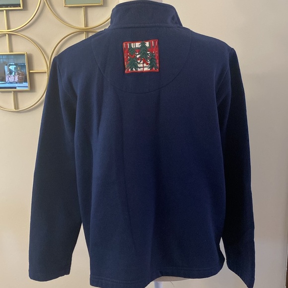 Breckenridge woman’s petite large cotton blend blue sweatshirt snowman 1/4zip - Picture 6 of 12